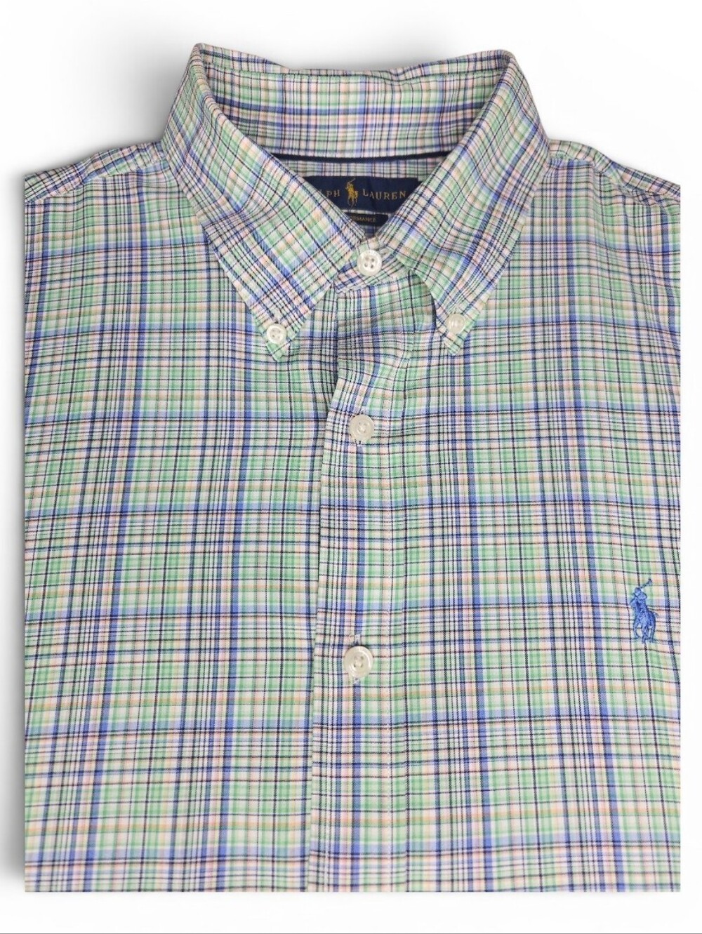 Ralph Lauren Mens XL Classic Pastel Plaid Performance Long Sleeve Button Down